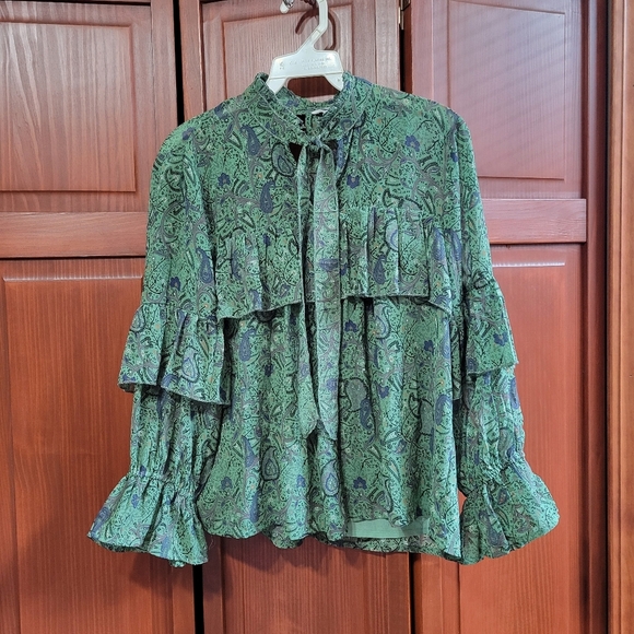Lucky Brand Tops - Lucky Brand Floral Paisley Print Bell Sleeve Fairy Victorian Style Blouse | XS